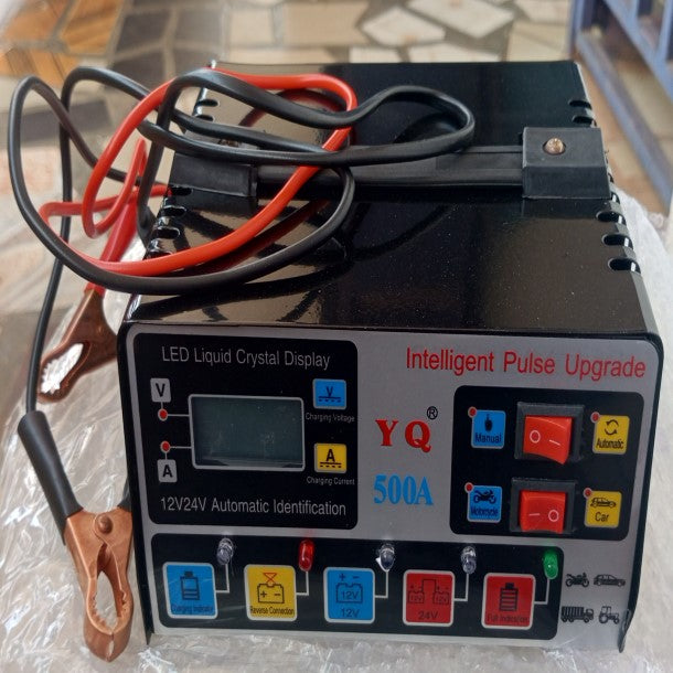 Car Battery Charger, Outerman 12V 24V Lead-Acid Battery Charger LCD Display Automatic Smart Pulse Repair