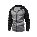 Full Zip Up Hoodie Sweat Shirt Jacket - Grey and Black