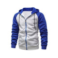 Full Zip Up Hoodie Sweat Shirt Jacket - White and Blue