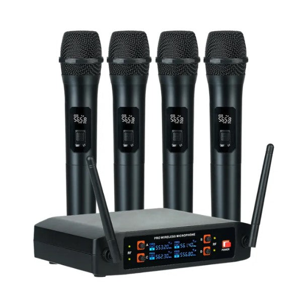 Professional 4 Channels QLXD4 Handheld Wireless Microphone for Home, Meeting, Party, Church