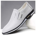 Loafers Leather Shoes - Slip-On + 3 Yards White Fabric