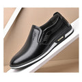Loafers Leather Shoes (Black) - Slip-On + 3 Yards White Fabric